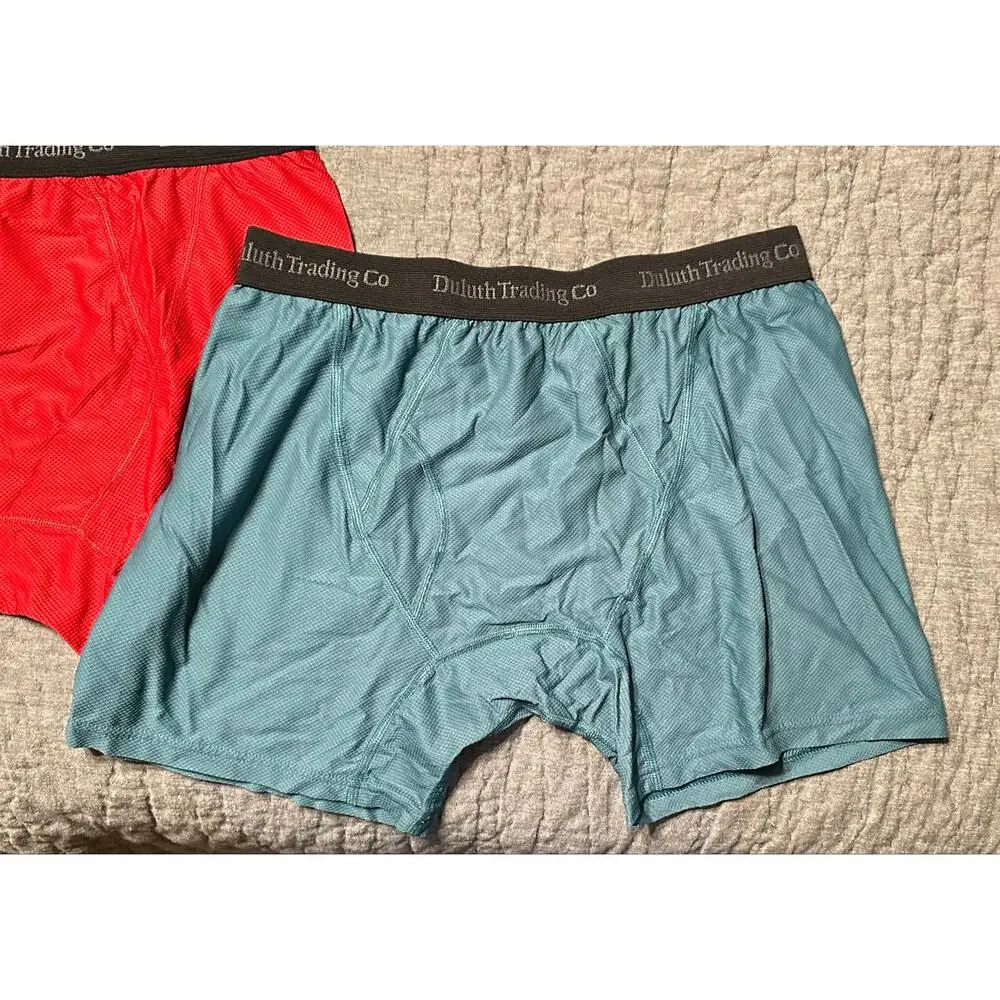 Two (2) Duluth Trading Co Red & Green Short Boxer Briefs Men Size L NEW